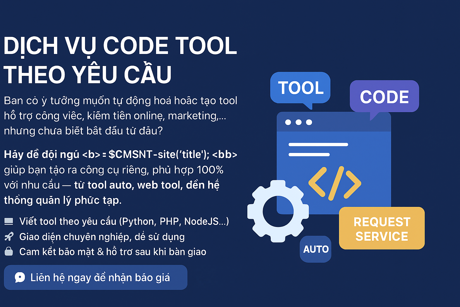 Dịch vụ code tool